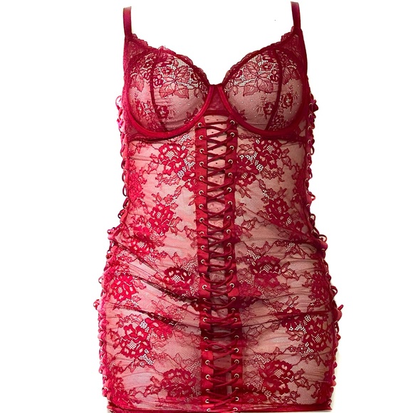 Torrid Red lace up super sexy chemise - Picture 2 of 7